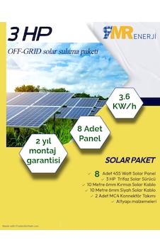 3 Hp- 3.6 Kw Off-grid Solar Sulama Paketi 3 Hp- 3.6 Kw Off-grid Solar Sulama Paketi