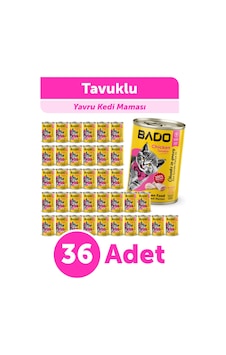 Bado Yavru Kedi Yaş Maması Tavuk Etli 400gr 36lı Bado Yavru Kedi Yaş Maması Tavuk Etli 400gr 36lı