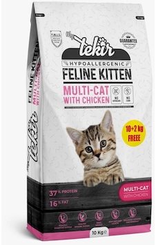 Tekir Hipoalerjenik Kitten Tavuklu Yavru Kedi Maması 10 KG + 2 KG Tekir Hipoalerjenik Kitten Tavuklu Yavru Kedi Maması 10 KG + 2 KG