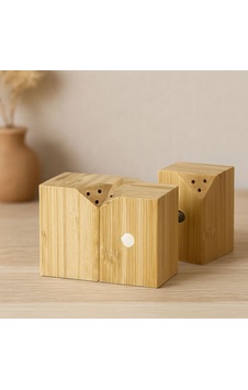 Bambu Mıknatıslı 2'li Tuzluk Ve Baharatlık Seti 5x5 Cm, Y:7 Cm Naturel