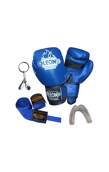 Leon Blade Training Boks Eldiveni, Bandaj Dişlik Anahtarlık Seti Mavi Leon Blade Training Boks Eldiveni, Bandaj Dişlik Anahtarlık Seti Mavi