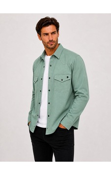 Classics Men Reeport Uzun Kol Büyük Beden Erkek Kot Gömlek - 7644 Yeşil Classics Men Reeport Uzun Kol Büyük Beden Erkek Kot Gömlek - 7644 Yeşil