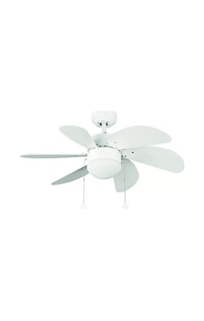 Vanti 60w E27 6 Kanatlı Avizeli Beyaz Ahşap Tavan Vantilatörü Kcf281