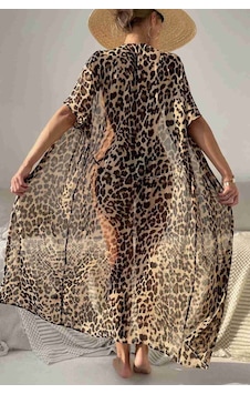 Angelsin Şifon Uzun Önden Bağlamalı Leopar Plaj Elbisesi Pareo Kimono Çok Renkli 001 Angelsin Şifon Uzun Önden Bağlamalı Leopar Plaj Elbisesi Pareo Kimono Çok Renkli 001
