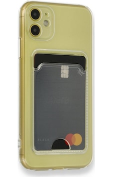 Apple Uyumlu iPhone 11 Kılıf Kart Bölmeli Şeffaf Silikon Kartlıklı Apple Uyumlu iPhone 11 Kılıf Kart Bölmeli Şeffaf Silikon Kartlıklı