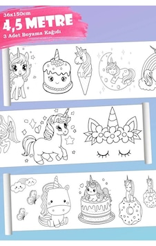 Unicorn Temalı Rulo Aktivite Dev Boyama Kağıdı 4,5 Metren11 Unicorn Temalı Rulo Aktivite Dev Boyama Kağıdı 4,5 Metren11