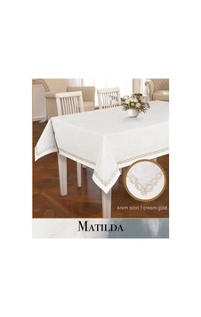 Keten Masa Örtüsü Tablecloth 155x300 Cm Yemek Masası Örtüsü Matilda Model Krem-altın Çok Renkli Keten Masa Örtüsü Tablecloth 155x300 Cm Yemek Masası Örtüsü Matilda Model Krem-altın Çok Renkli