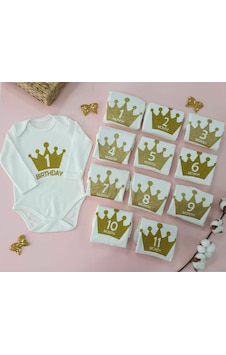 Papyon Baby Kids Kral Taçlı 0-12 Ay 12'li Badi Zıbın Seti Çıtçıtlı Badi Set Altın Papyon Baby Kids Kral Taçlı 0-12 Ay 12'li Badi Zıbın Seti Çıtçıtlı Badi Set Altın