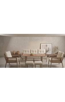 Olivia Metal Bahçe Balkon Teras Koltuk Takımı 3+1+1+ Masa +2 Adet Puf Krem Olivia Metal Bahçe Balkon Teras Koltuk Takımı 3+1+1+ Masa +2 Adet Puf Krem