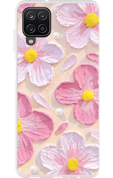 Samsung Galaxy A22-m22-m32 Uyumlu Pembe Beyaz Çiçekler Sulu Boya Baskılı Silikon Kılıf Renkli Samsung Galaxy A22-m22-m32 Uyumlu Pembe Beyaz Çiçekler Sulu Boya Baskılı Silikon Kılıf Renkli