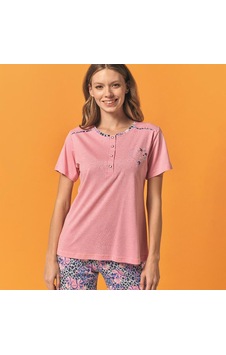 Over Sleep By Poleren Over Sleep 113 Kadın Yazlık Kısa Kol Pijama Takım Pembe Over Sleep By Poleren Over Sleep 113 Kadın Yazlık Kısa Kol Pijama Takım Pembe