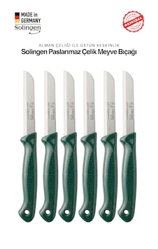 Solingen Profesyonel Yeşil Meyve Bıçağı Ultra Keskin Paslanmaz Çelik Mutfak Bıçağı - 6'lı Set Koyu Yeşil