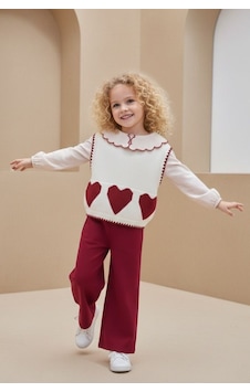 Mnk Baby & Kids İspanyol Paça Gömlekli Süeterli Kız Takım M00798 Kırmızı Mnk Baby & Kids İspanyol Paça Gömlekli Süeterli Kız Takım M00798 Kırmızı