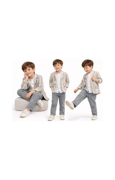 Veraura Lifestyle 1-5 Yaş Müslin Gömlekli Keten 3 Parça Çocuk Takımı Gri Veraura Lifestyle 1-5 Yaş Müslin Gömlekli Keten 3 Parça Çocuk Takımı Gri