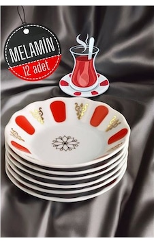 12 Adet Melamin Çay Tabağı 717973 Çok Renkli