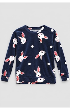Markapia Kız Çocuk Tavşan Desenli Yumuşak Kadife Dokulu Pijama Takımı Lacivert Markapia Kız Çocuk Tavşan Desenli Yumuşak Kadife Dokulu Pijama Takımı Lacivert