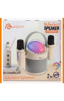 Aggıy Partypod Karaoke Set 2 Kablosuz Mikrofon Bluetooth + Rgb