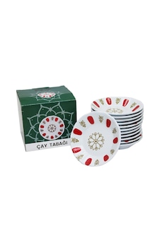 Aslan-142k Çay Tabak Melamin Kırmızı Beyaz Lüx - 12'li Paket Diğer
