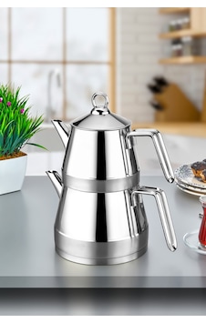 Polochef Venedik Çaydanlık 18/10 Paslanmaz Çelik Büyük Boy Silver Saplı. Gümüş Polochef Venedik Çaydanlık 18/10 Paslanmaz Çelik Büyük Boy Silver Saplı. Gümüş