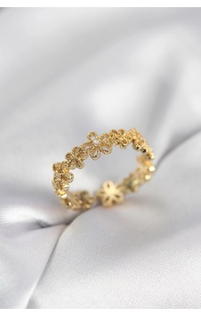 Gold Renk Sıralı Çiçek Model Zirkon Taşlı Kadın Yüzük Çok Renkli Gold Renk Sıralı Çiçek Model Zirkon Taşlı Kadın Yüzük Çok Renkli