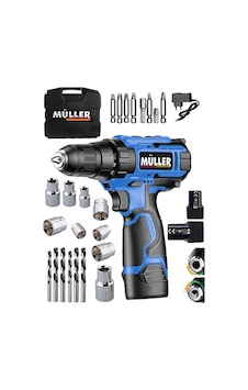 Pro Müller Ex-torq M-58 Otomatik Korumalı Metal Şanzuman Çift Akülü Şarjlı Matkap 27 Parça Set Pro Müller Ex-torq M-58 Otomatik Korumalı Metal Şanzuman Çift Akülü Şarjlı Matkap 27 Parça Set