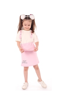 Toontoy Kız Çocuk 2li Salopetli Takım Pembe Toontoy Kız Çocuk 2li Salopetli Takım Pembe