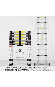 10 Basamaklı 2,9mt Uzayan Tek Yönlü Teleskopik Alüminyum Merdiven 290cm 10 Basamaklı 2,9mt Uzayan Tek Yönlü Teleskopik Alüminyum Merdiven 290cm