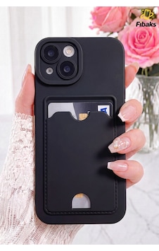 Fibaks iPhone 13/14 Uyumlu Kılıf Kamera Korumalı Kartlıklı Cüzdanlı Siyah Tuşlu Siyah Silikon Kart Bölmeli Kartlık Fibaks iPhone 13/14 Uyumlu Kılıf Kamera Korumalı Kartlıklı Cüzdanlı Siyah Tuşlu Siyah Silikon Kart Bölmeli Kartlık