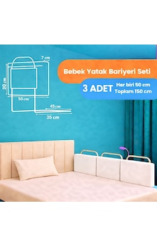 Yatella Yeni Nesil Yatak Bariyeri 50 X 30 Cm Beyaz 3 Adet - Telalı Yatella Yeni Nesil Yatak Bariyeri 50 X 30 Cm Beyaz 3 Adet - Telalı