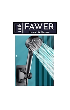FAWER 5 Fonksiyonlu Siyah Yapışkan Mafsallı Duş Seti Duş Başlığı Siyah FAWER 5 Fonksiyonlu Siyah Yapışkan Mafsallı Duş Seti Duş Başlığı Siyah