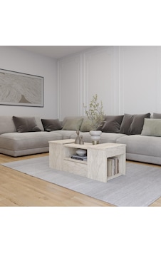 Lila Orta Sehpa 3'lü Takım Zigonlu Modern, 100 Cm, Atlantik Çam - Beyaz