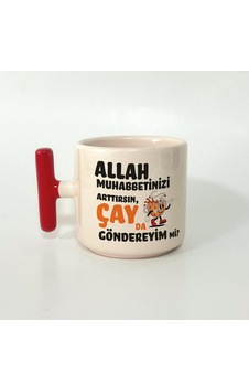 Çay Da Göndereyim Mi Baskılı Kırmızı Kulplu T Öğretmenler Günü Kupası Çay Da Göndereyim Mi Baskılı Kırmızı Kulplu T Öğretmenler Günü Kupası