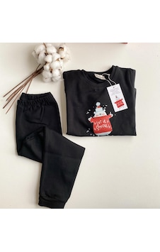 Key Kıds Yeni Yıl Let It Snow Siyah Pijama Takımı Noel Konseptli Çok Renkli Key Kıds Yeni Yıl Let It Snow Siyah Pijama Takımı Noel Konseptli Çok Renkli