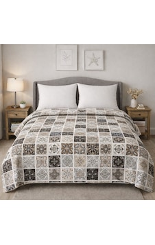 King Size Desenli Pike Yatak Örtüsü Çift Kişilik 240x260 Cm Kahverengi King Size Desenli Pike Yatak Örtüsü Çift Kişilik 240x260 Cm Kahverengi