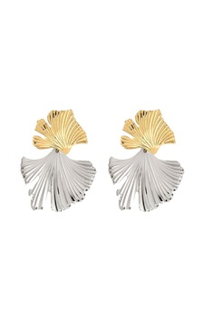 Gold-silver Yaprak Küpe
