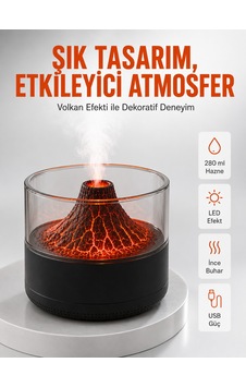Led Alev Efektli Su Hazneli Aromaterapi Difüzörü 7 Renkli Led Alev Efektli Su Hazneli Aromaterapi Difüzörü 7 Renkli