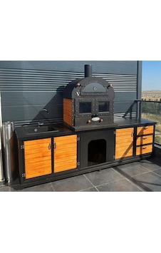 Outdoor Kitchen 4 Kapaklı Tezgahlı Fırınlı Barbekü&şömine&mangal