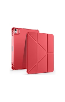 Aksesuarcim Apple iPad Uyumlu Air 11 2024 İle Uyumlu Kılıf Silikon Yumuşak Kalem Bölmeli Esnek 4 Farklı Stand Olabilen Tablet Kılıfı Kırmızı Sku: Zeusb0fhj9nvv7 Arka Kapak