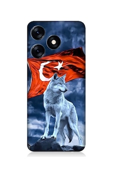 Tecno Spark 10 Uyumlu Kurt Göktürk Ve Bayrak Desenli Silikon Kılıf