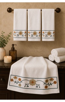 Punch Panc Nakışlı İşlemeli Hediyelik Çeyizlik Dekoratif %100 Pamuk Havlu- Havlu Seti 50x90 Cm 4 Adet Papatya Renkli Punch Panc Nakışlı İşlemeli Hediyelik Çeyizlik Dekoratif %100 Pamuk Havlu- Havlu Seti 50x90 Cm 4 Adet Papatya Renkli