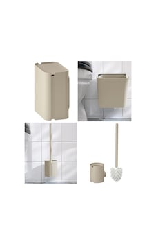 2 Li Banyo Seti Çöp Kovası Ve Tuvalet Fırçası Paslanmaz Çelik - Duvara Asılabilir Bej Bej 2 Li Banyo Seti Çöp Kovası Ve Tuvalet Fırçası Paslanmaz Çelik - Duvara Asılabilir Bej Bej