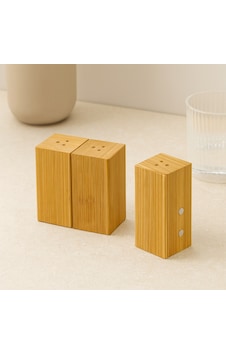 Ahşap Bambu Mıknatıslı 2'li Baharatlık & Tuzluk 4.5 5 9 Cm Çr