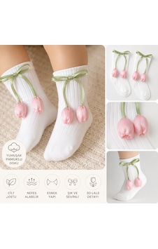 Cantoy Kız Bebek Lale Detaylı Pamuklu Soket Çorap Premium Kalite 2/5 Yaş Pembe Cantoy Kız Bebek Lale Detaylı Pamuklu Soket Çorap Premium Kalite 2/5 Yaş Pembe