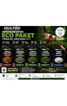 Aqua Food Eco Karides Yem Paketi 125 G 4 Premium Yem + 25 G Shrimp Mineral Hediyeli Aqua Food Eco Karides Yem Paketi 125 G 4 Premium Yem + 25 G Shrimp Mineral Hediyeli