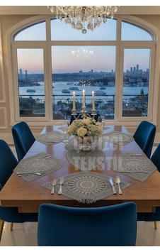 Northcity Nakışlı Supla Runner Seti Modern Amerikan Servis Takımı 6 Kişilik Set Gri Northcity Nakışlı Supla Runner Seti Modern Amerikan Servis Takımı 6 Kişilik Set Gri