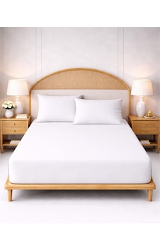More Home Çift Kişilik Lastikli Çarşaf Seti + 2 Yastık Kılıfı Beyaz