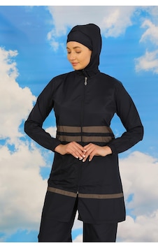 Aden Moda Çizgi Kadın Tam Tesettür Mayo Lacivert 31061 001
