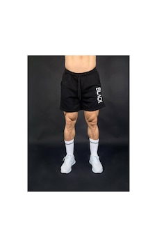 Medinenur Erkek Black Baskılı Siyah Regular Fit Cepli Şort Siyah