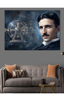 Bilim İnsanı Nikola Tesla Portresi Dekoratif Kanvas - Mdf Ahşap Tablo Bilim İnsanı Nikola Tesla Portresi Dekoratif Kanvas - Mdf Ahşap Tablo