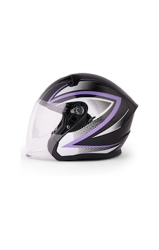 Alto Çenesiz Yarım Motosiklet Kaskı Şeffaf Vizörlü, Ece-r 22.06 Sertifikalı, Siyah Mor Xl Alto Çenesiz Yarım Motosiklet Kaskı Şeffaf Vizörlü, Ece-r 22.06 Sertifikalı, Siyah Mor Xl